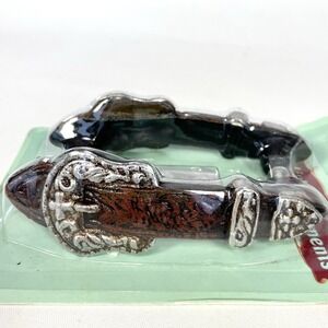 Western Belt Buckle Cast Iron Drawer Pulls Set of 2 Rustic Brown